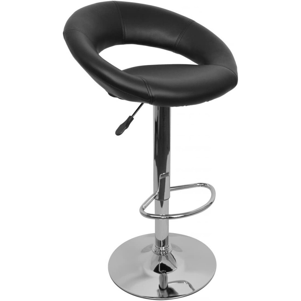 Taburete LUXUS NEW (M), cromado, similpiel negra
