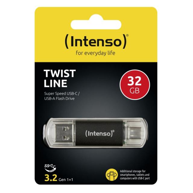 Intenso - Twist Line unidad flash USB 32 GB USB Type-A / USB Type-C 3.2 Gen 1 (3.1 Gen 1) Antracita