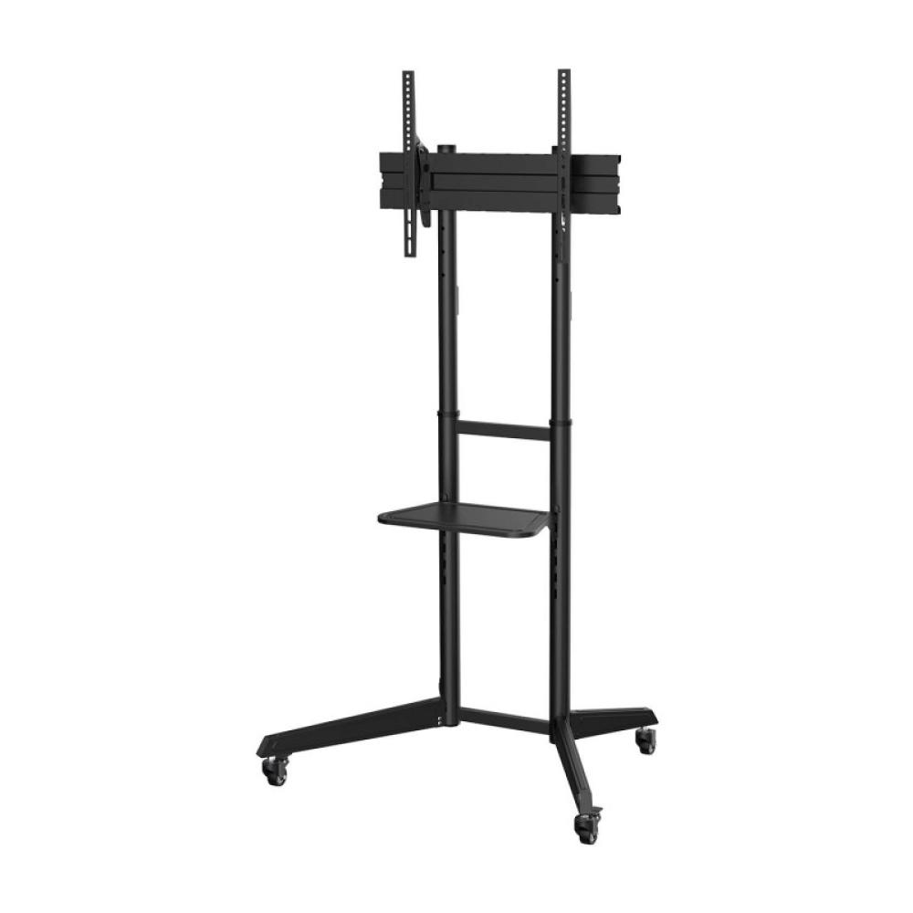 AISENS - Soporte de Suelo ECO con Rueda, Bandeja para DVD para Monitor/TV 50Kg de 37-70, Negro