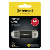Intenso - Twist Line unidad flash USB 64 GB USB Type-A / USB Type-C 3.2 Gen 1 (3.1 Gen 1) Antracita