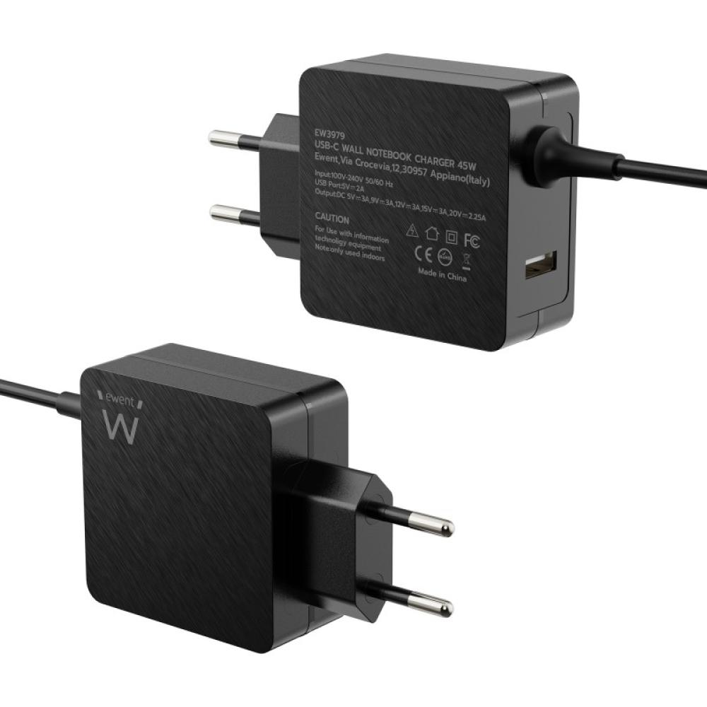 Ewent - EW3979 cargador de dispositivo móvil Portátil Negro Corriente alterna Carga rápida Interior