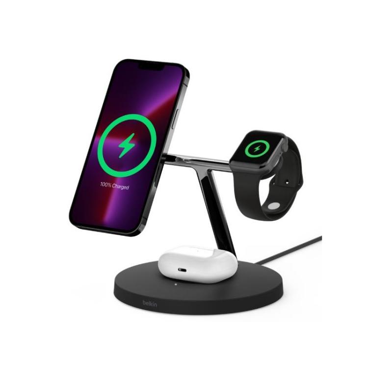 Belkin - WIZ017vfBK Auriculares, Smartphone, Reloj inteligente Negro Corriente alterna Cargador inalámbrico Carga rápida Interio