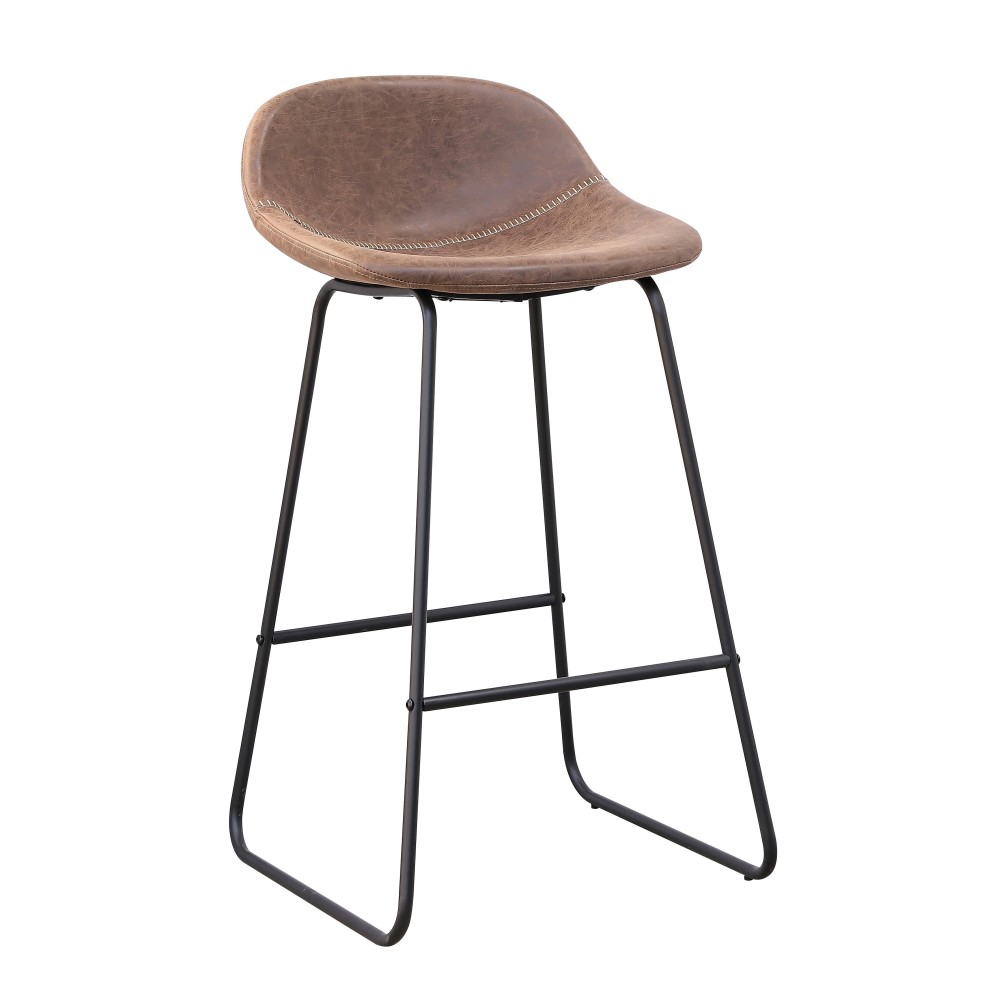 Taburete MOSS MAO, metal, similpiel marrón oscuro
