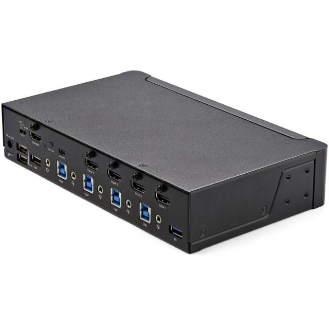 StarTech.com - Switch Conmutador KVM de 4 Puertos HDMI 2.0 4K para 1 Monitor - Vídeo de 4K y 60Hz Ultra HD - HDR - Hub Ladrón US
