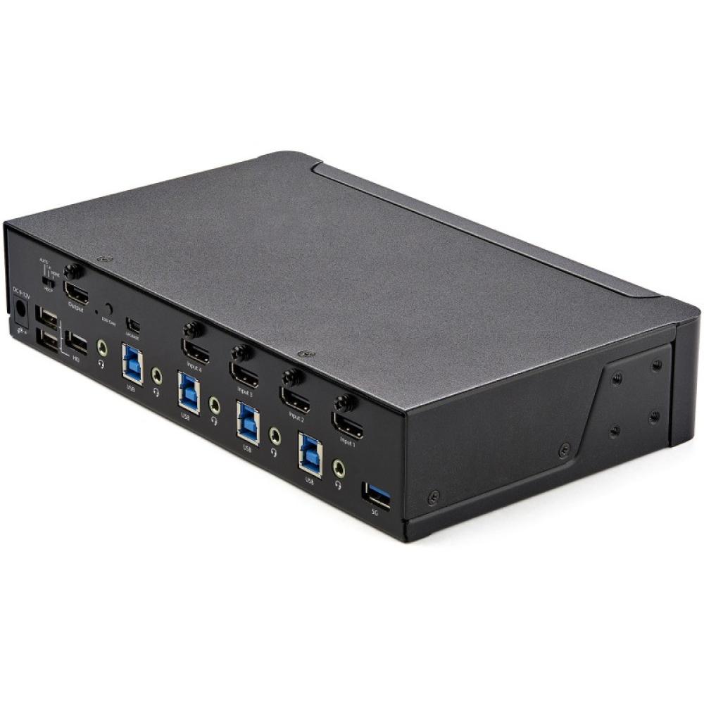 StarTech.com - Switch Conmutador KVM de 4 Puertos HDMI 2.0 4K para 1 Monitor - Vídeo de 4K y 60Hz Ultra HD - HDR - Hub Ladrón US