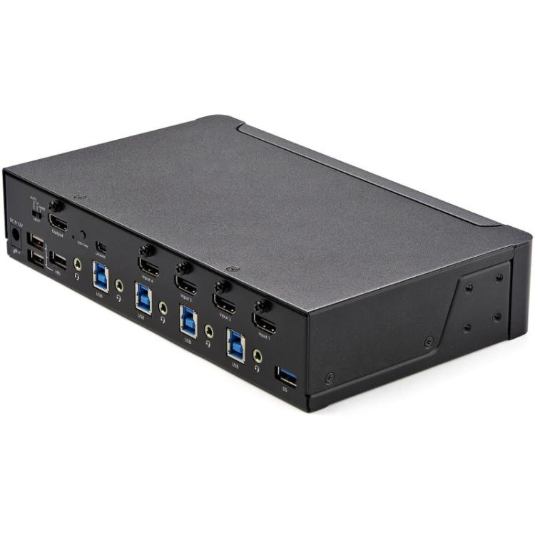 StarTech.com - Switch Conmutador KVM de 4 Puertos HDMI 2.0 4K para 1 Monitor - Vídeo de 4K y 60Hz Ultra HD - HDR - Hub Ladrón US