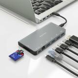 AISENS - USB-C Dock 8 en 1, USB-C a 1xHDMI, 1xRJ45, 3xUSB-A, 1xUSB-C Datos+PD, 1xSD, 1xMicro SD, Gris, 10 cm