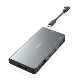AISENS - USB-C Dock 8 en 1, USB-C a 1xHDMI, 1xRJ45, 3xUSB-A, 1xUSB-C Datos+PD, 1xSD, 1xMicro SD, Gris, 10 cm