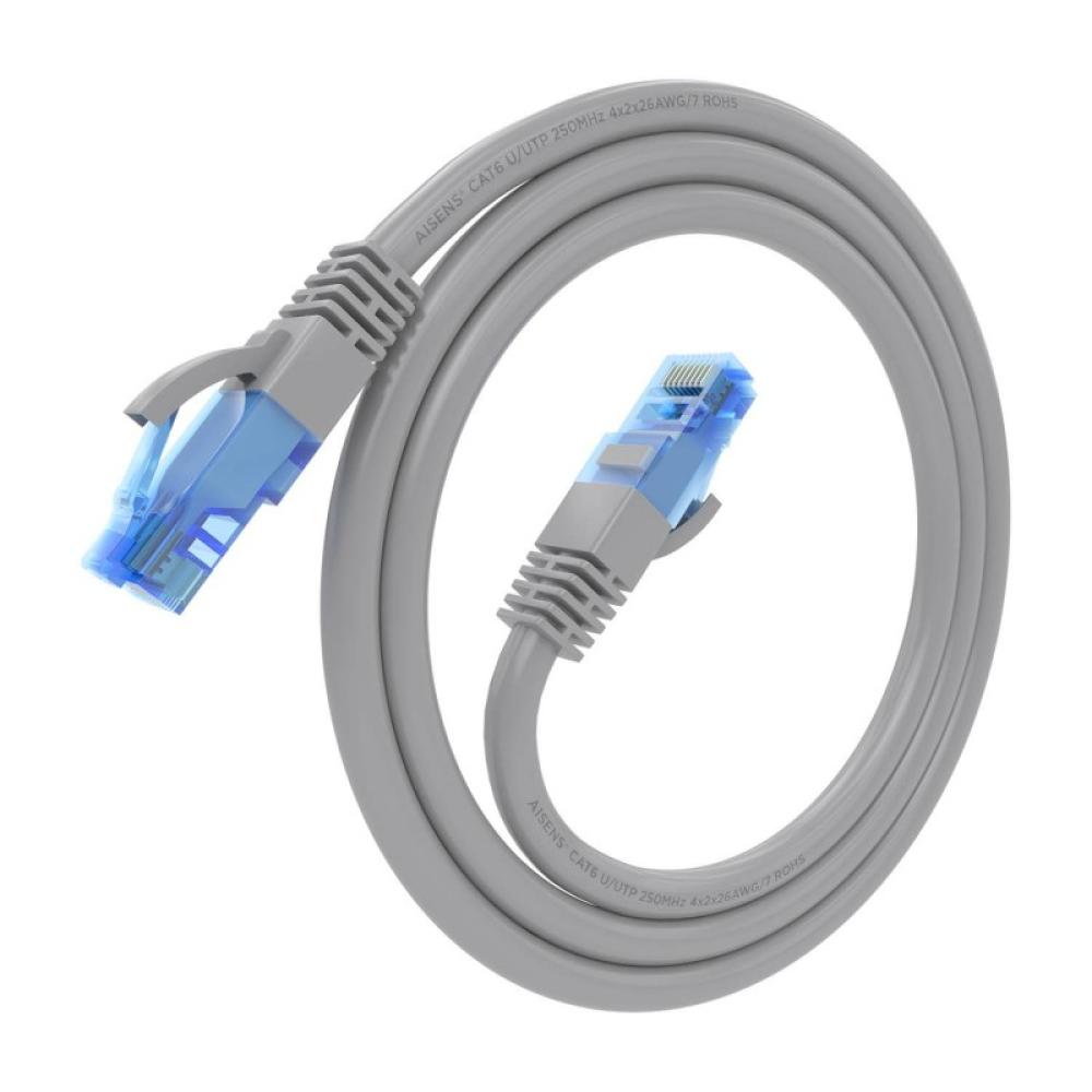 AISENS - Cable De Red Latiguillo RJ45 Cat.6 UTP AWG26 CCA, Gris, 0.75 m