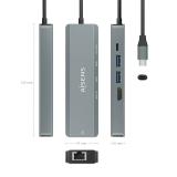 AISENS - USB-C Dock 5 en 1, USB-C a 1xHDMI, 1xRJ45, 2xUSB, 1xPD, Gris, 15 cm - ASUC-5P011-GR