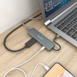 AISENS - USB-C Dock 5 en 1, USB-C a 1xHDMI, 1xRJ45, 2xUSB, 1xPD, Gris, 15 cm - ASUC-5P011-GR