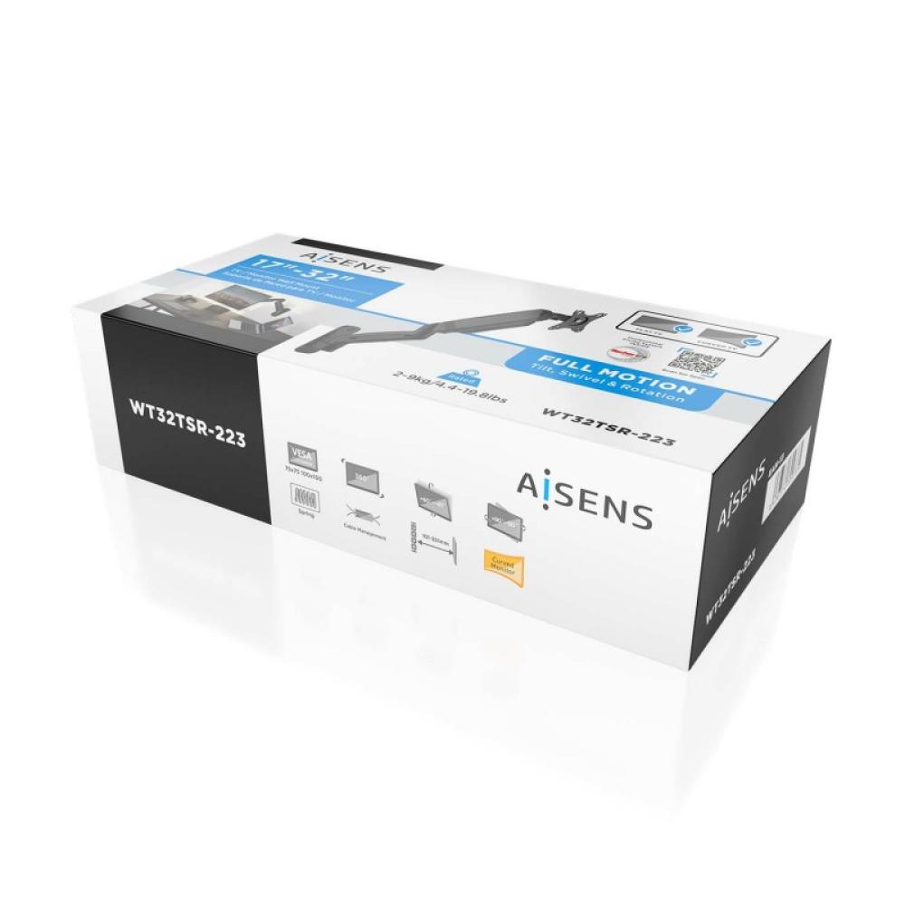 AISENS - Soporte De Pared Pro Contrapeso Giratorio E Inclinable Para Monitor/tv 9kg (3 Pivotes, 1 Brazo) De 17-32, Negro