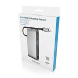 AISENS - USB-C Dock 8 en 1, USB-C a 1xHDMI, 1xVGA, 1xRJ45, 2xUSB-A, 2xUSB-C 5G, 1xUSB-C PD, Gris, 20 cm