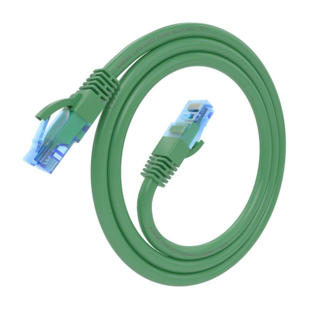 AISENS - Cable De Red Latiguillo RJ45 Cat.6 UTP AWG26 CCA, Verde, 0.5 m