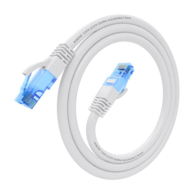 AISENS - Cable De Red Latiguillo RJ45 Cat.6 UTP AWG26 CCA, Blanco, 0.5 m