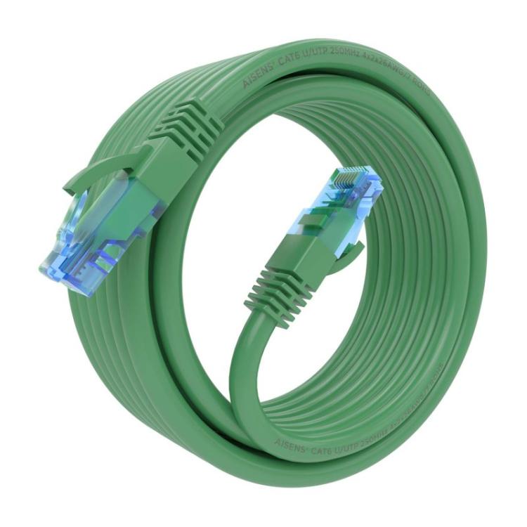 AISENS - Cable De Red Latiguillo RJ45 Cat.6 UTP AWG26 CCA, Verde, 5.0 m