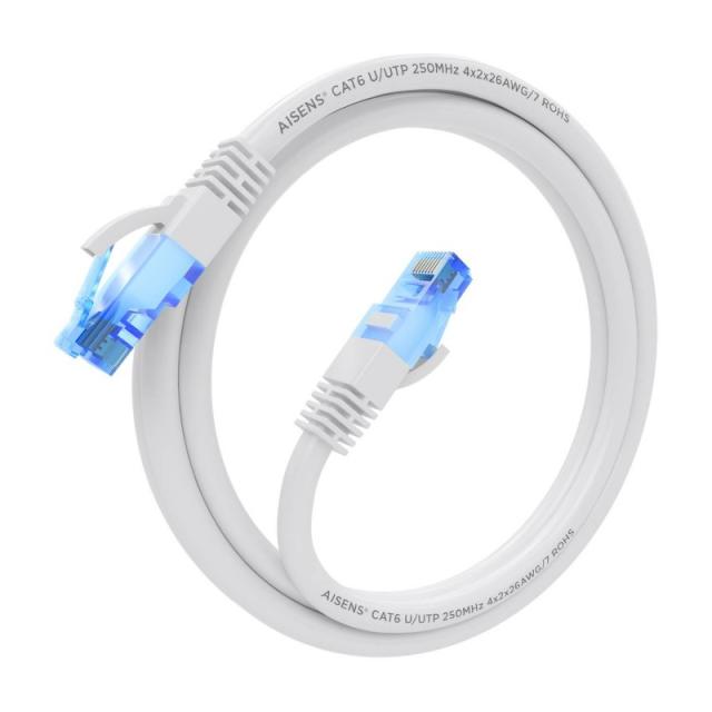 AISENS - Cable De Red Latiguillo RJ45 Cat.6 UTP AWG26 CCA, Blanco, 1.5 m