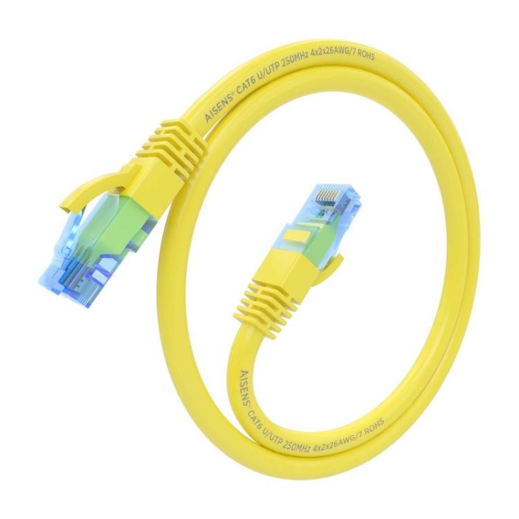 AISENS - Cable De Red Latiguillo RJ45 Cat.6 UTP AWG26 CCA, Amarillo, 30 cm