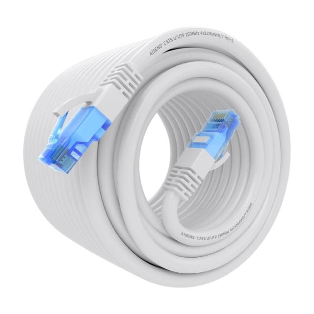 AISENS - Cable De Red Latiguillo RJ45 Cat.6 UTP AWG26 CCA, Blanco, 20 m