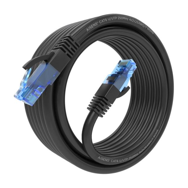 AISENS - Cable De Red Latiguillo RJ45 Cat.6 UTP AWG26 CCA, Negro, 4.0 m