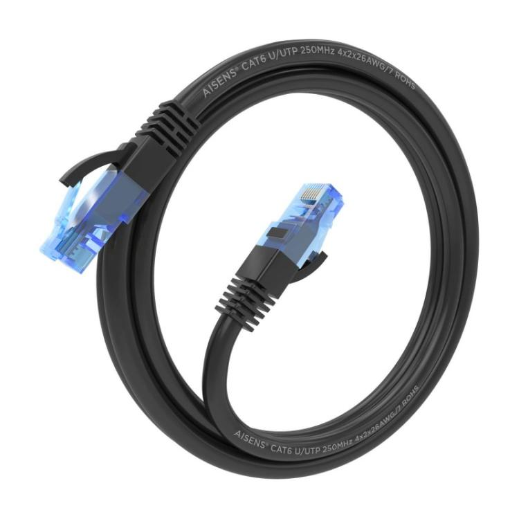 AISENS - Cable De Red Latiguillo RJ45 Cat.6 UTP AWG26 CCA, Negro, 1.0 m