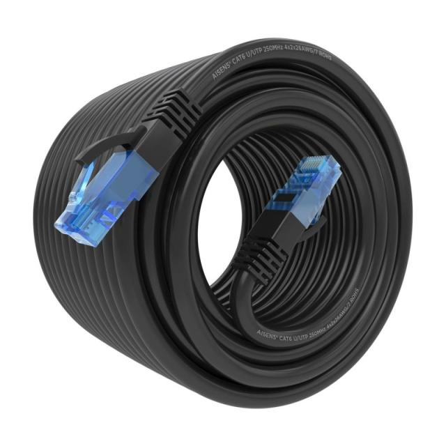 AISENS - Cable De Red Latiguillo RJ45 Cat.6 UTP AWG26 CCA, Negro, 15 m