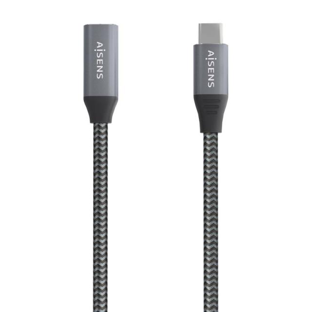 AISENS - Cable USB 3.2 Gen2x2 Aluminio 20Gbps 8K@30Hz 5A 100W, Tipo USB-C/M-USB-C/H, Gris, 2.0 m