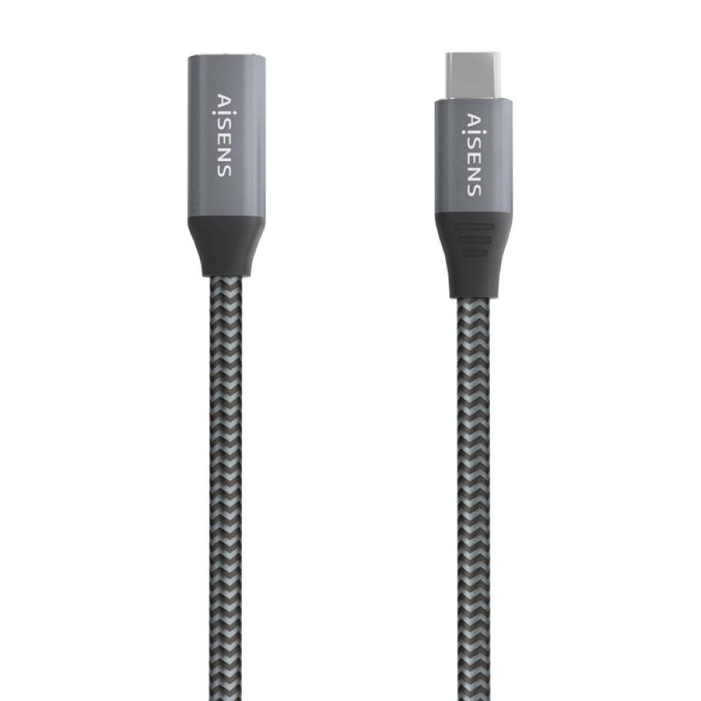 AISENS - Cable USB 3.2 Gen2x2 Aluminio 20Gbps 8K@30Hz 5A 100W, Tipo USB-C/M-USB-C/H, Gris, 2.0 m