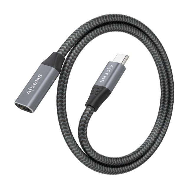 AISENS - Cable USB 3.2 Gen2x2 Aluminio 20Gbps 8K@30Hz 5A 100W, Tipo USB-C/M-USB-C/H, Gris, 0.5 m