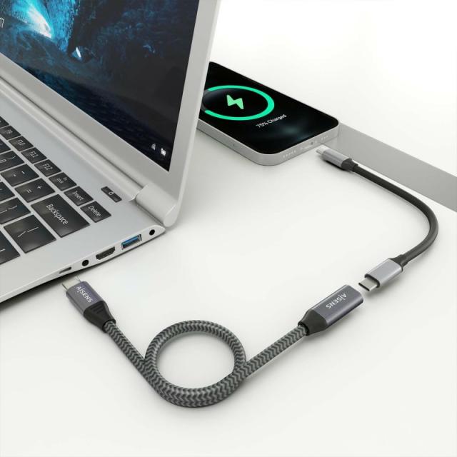 AISENS - Cable USB 3.2 Gen2x2 Aluminio 20Gbps 8K@30Hz 5A 100W, Tipo USB-C/M-USB-C/H, Gris, 0.5 m