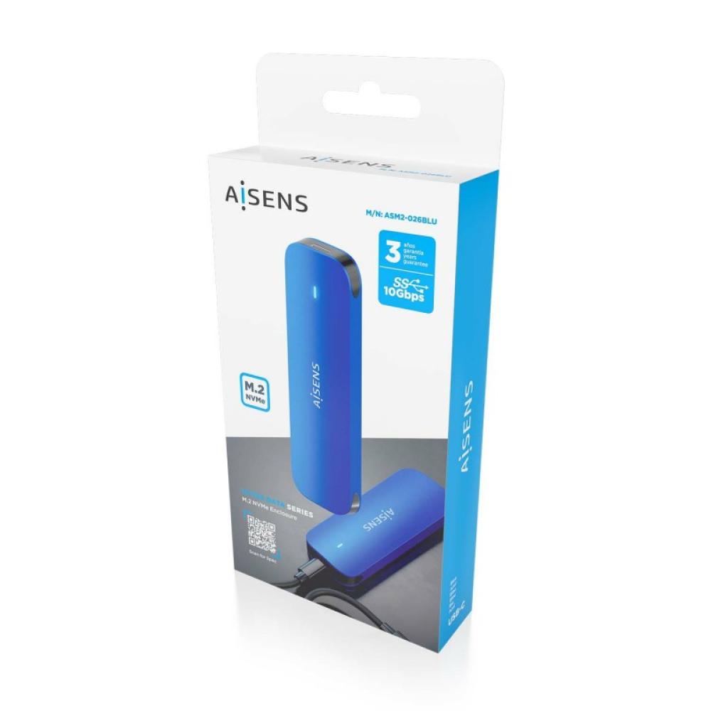 AISENS - ASM2-026BLU caja para disco duro externo Caja externa para unidad de estado sólido (SSD) Azul M.2