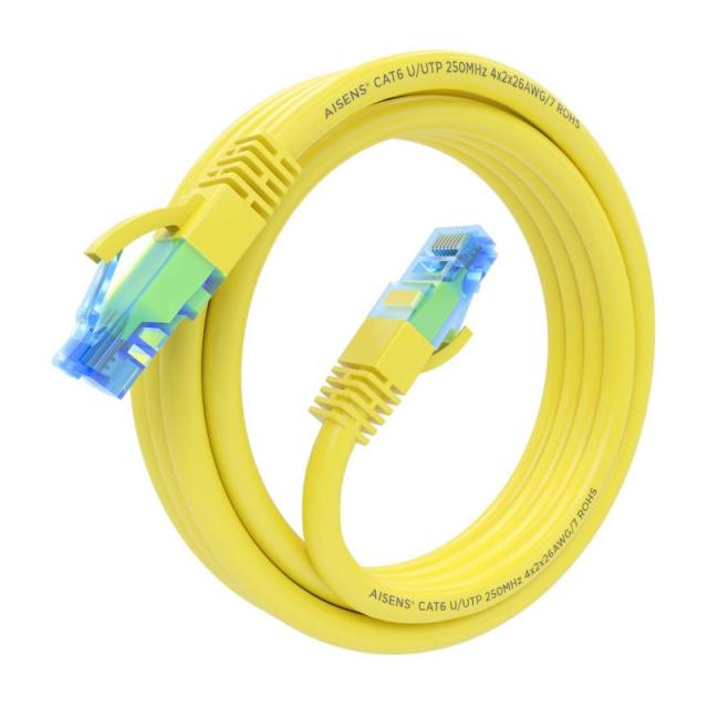 AISENS - Cable De Red Latiguillo RJ45 Cat.6 UTP AWG26 CCA, Amarillo, 2.0 m