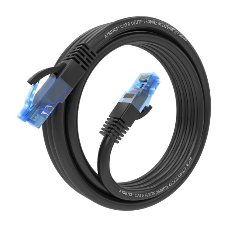 AISENS - Cable De Red Latiguillo RJ45 Cat.6 UTP AWG26 CCA, Negro, 2.0 m