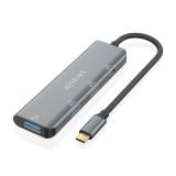 AISENS - Hub USB 3.2 Gen1 5G USB-C, USB-C/M-1xUSB-C/H-3xUSB-A/H, Gris, 15 cm