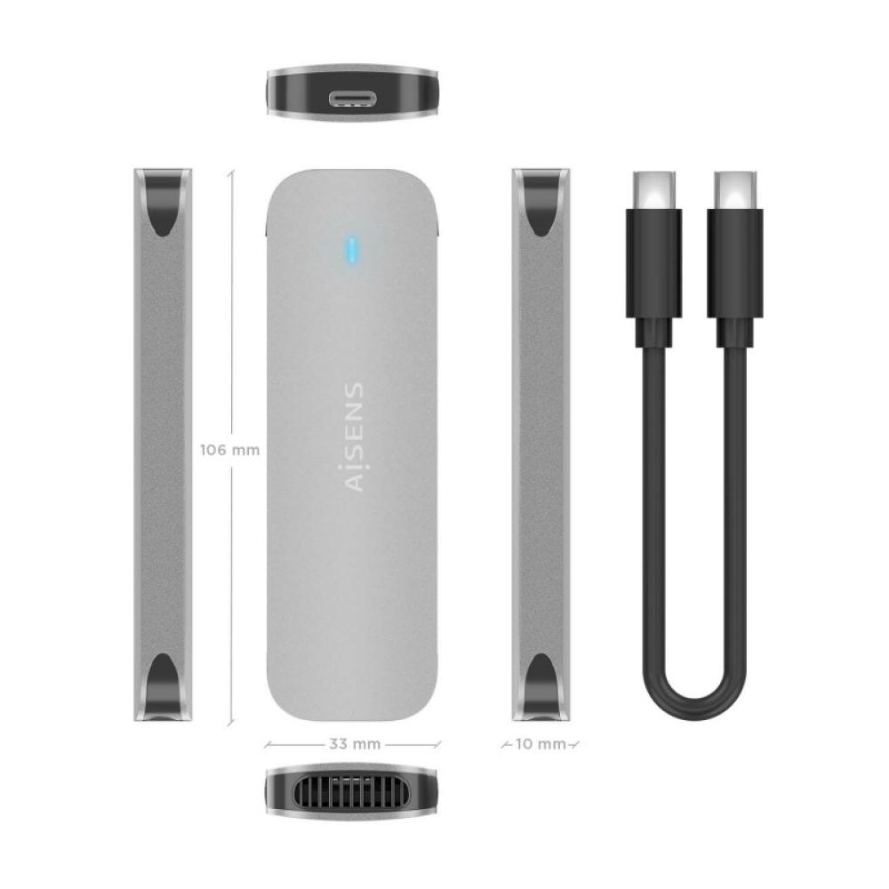 AISENS - Caja Externa M.2 (NGFF) ASM2-025SL NVMe a USB3.2 Gen2, Plata