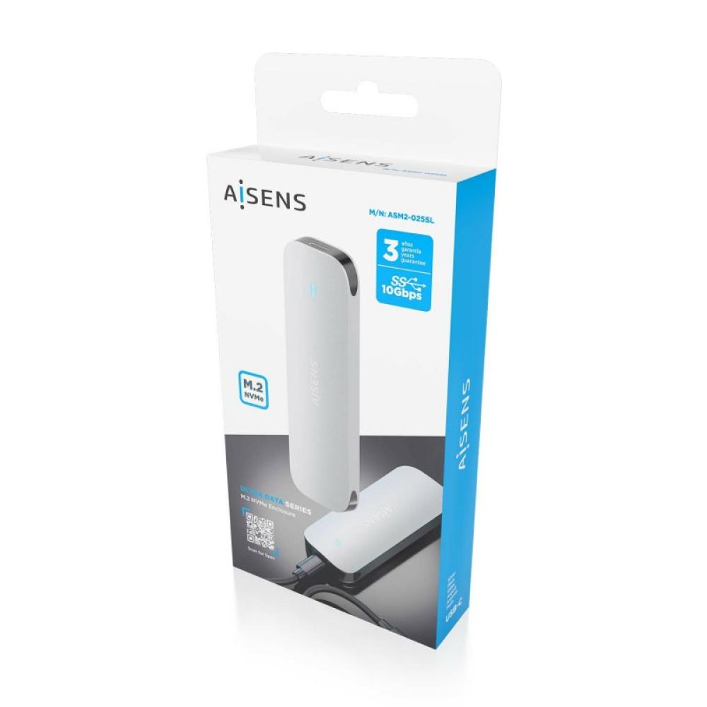 AISENS - Caja Externa M.2 (NGFF) ASM2-025SL NVMe a USB3.2 Gen2, Plata