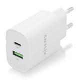 AISENS - Cargador 20W, 1xUSB-C PD3.0, 1xUSB-A QC3.0, Blanco - A110-0754