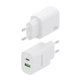 AISENS - Cargador 20W, 1xUSB-C PD3.0, 1xUSB-A QC3.0, Blanco - A110-0754