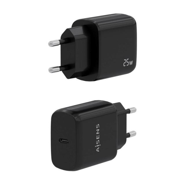 AISENS - Cargador USB-C PD3.0 1 Puerto 1xUSB-C 25W, Negro