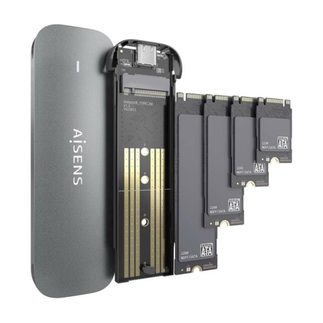 AISENS - Caja Externa M.2 (NGFF) ASM2-006GRY SATA a USB3.1 Gen1, Gris