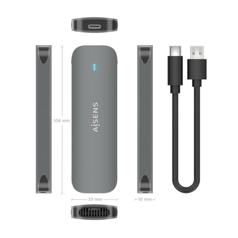 AISENS - Caja Externa M.2 (NGFF) ASM2-006GRY SATA a USB3.1 Gen1, Gris