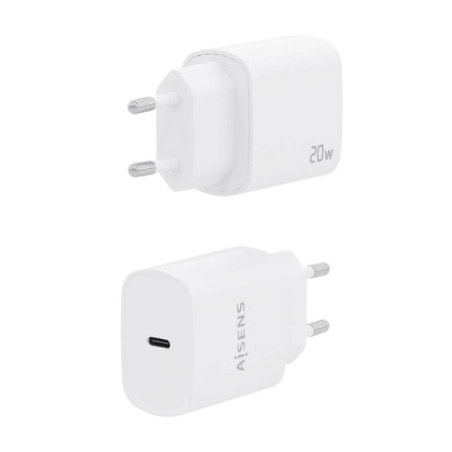 AISENS - Cargador USB-C PD3.0 1 Puerto 1xUSB-C 20W, Blanco
