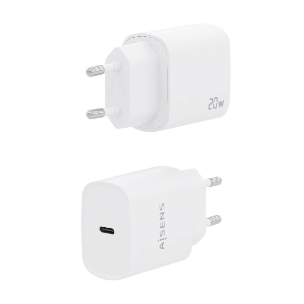 AISENS - Cargador USB-C PD3.0 1 Puerto 1xUSB-C 20W, Blanco