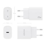 AISENS - Cargador USB-C PD3.0 1 Puerto 1xUSB-C 20W, Blanco
