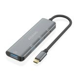 AISENS - Hub USB 3.2 Gen2 10G USB-C, USB-C/M-1xUSB-C/H-3xUSB-A/H, Gris, 15 cm