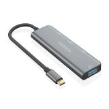 AISENS - Hub USB 3.2 Gen2 10G USB-C, USB-C/M-1xUSB-C/H-3xUSB-A/H, Gris, 15 cm