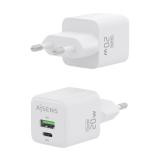 AISENS - Cargador GaN 20W, 1xUSB-C PD3.0 QC4.0, 1xUSB-A QC3.0, Blanco - ASCH-20W2P010-W