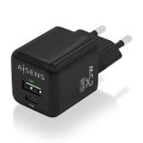 AISENS - Cargador GaN 25W, 1xUSB-C PD3.0 QC4.0, 1xUSB-A QC3.0, Negro