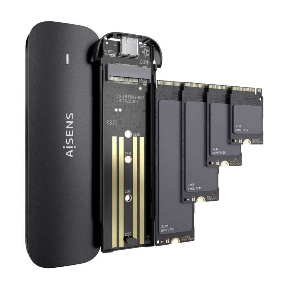AISENS - Caja Externa M.2 (NGFF) ASM2-024B NVMe a USB3.2 Gen2, Negra