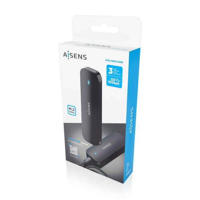 AISENS - Caja Externa M.2 (NGFF) ASM2-024B NVMe a USB3.2 Gen2, Negra